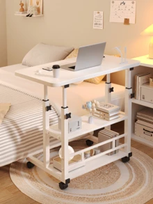 1 Set Restaurant Table & Chair, Movable Bedside Table, Simple Small Desk For Bedroom/Student/Dorm, Adjustable Height Slouchy Desk, Outdoor Table