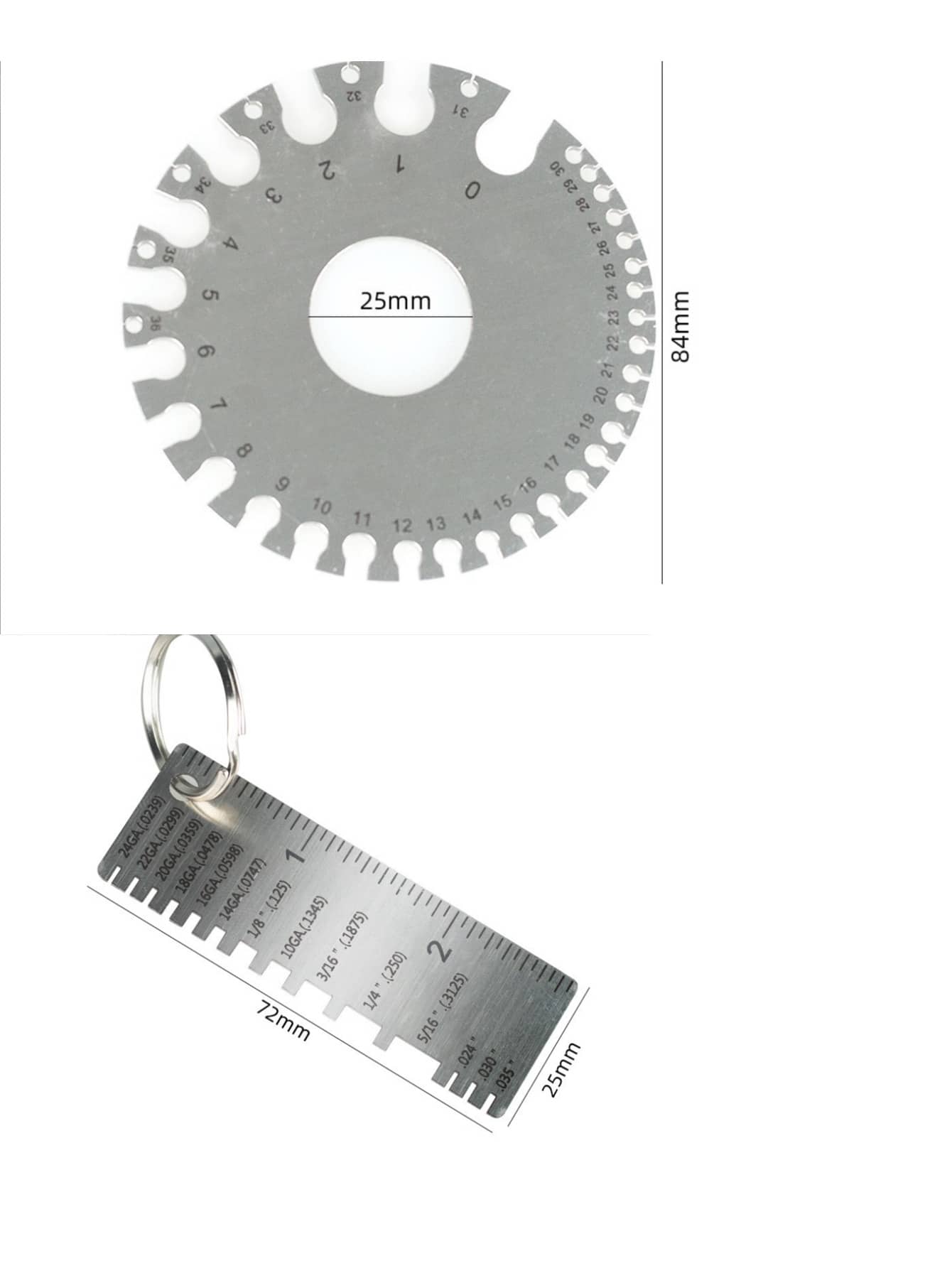 2 Pcs Stainless Steel Metal Sheets Welding Thickness Gauge- Wire Gauge Measurement Tool, Standard Dual-Sided Round Wire Cable Sheet Gage And Wire Welding Material Thickness Gauge