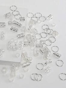 80件/套 金丝太阳形发圈混装，女士编织发饰，节日派对头饰，万圣节发饰，发夹，发卡，发卡 - 彩色 - 查看 4