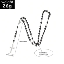 1 件波西米亚 Y2K 优雅经典珍珠长项链，带时尚十字架吊坠，圣诞节、万圣节、新年礼物