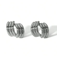 VKHK 1對復古18K金鍍不銹鋼三股交錯耳釘，適合女性日常佩戴和婚禮，禮物首選 - 耳環 - 查看 9