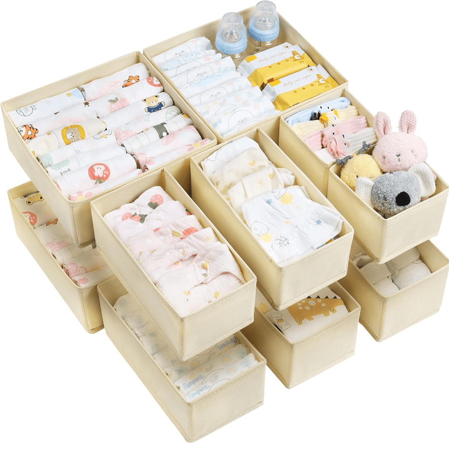 12 piezas/6 piezas/1 pieza Cajas de almacenamiento de tela plegables, organizadores de cajones con cremallera para ropa, ropa interior, calcetines, sujetadores, toallas, corbatas