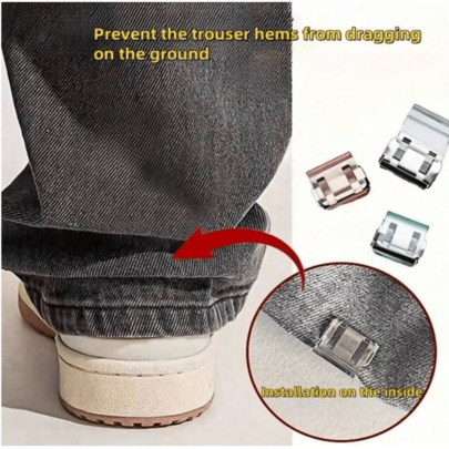 10 Pcs  Shorten The Pants Legs With Invisible Fixing Clips, Prevent Dragging At The Bottom Of The Pants Legs, Hide The Buckle Leg Closure Device Without Seams, Prevent Pants Legs From Dragging The Floor, Suitable For Jeans And Pants, Waterproof, Portable, Wear-Resistant