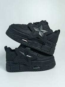 New Autumn Women's White Sneakers, Korean Style Versatile Casual Shoes, Student Platform Shoes, Black Leather Waterproof, College Style Athletic Shoes, Breathable Increase Height Running Shoes