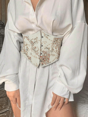 Women Elastic Wide Cinch Waist Belt Faux Fit Shaping Belts With Skirt For DailyCorset Dressing For Christmas Dinner