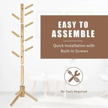 This Fashionable Wooden Coat Rack Comes In 4 Elegant Color Options, Equipped With 8 Hooks And 3 Multi-Functional Adjustable Hangers. The Design Is Exquisite And Easy To Assemble. It Is Very Suitable For Storing Coats, Hats, Scarves And Handbags In The Entryway, Hallway, Bedroom And Office. This Practical And Stylish Storage Solution Can Add Luster To Your Home Decor, Making It An Ideal Choice For The Upcoming Holiday Season And Various Gatherings. - Multicolor - View 9