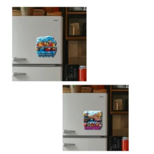 2 pezzi Magneti piatti in acrilico, 1 pezzo Magnete frigo adesivo Norvegia Bergen, 1 pezzo Magnete morbido in acrilico e gomma Amsterdam Paesi Bassi, design vibrante del paesaggio della città di Bergen, decorazione ottagonale da cucina adatta per frigorifero/congelatore, regalo da viaggio unico