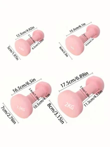 1 Pair Solid Cast Iron Matte Dumbbell, Pink Fixed Style, Unisex Home Gym Hand Workout Equipment - Pink - View 2