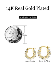 2 perechi de cercei cu zirconii cubici și cercei din aur de 14k, cercei hipoalergenici cu diamante pentru femei, potriviți pentru purtare zilnică și cadouri