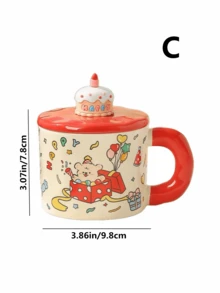 1 pieza Taza de cumpleaños linda con tapa, taza de cerámica de alta calidad, regalo para mujeres/hombres, regalo de cumpleaños, taza de pareja, taza de café/leche para el desayuno, taza para ceremonia de cumpleaños, taza de cumpleaños con tapa con dibujo de perro, taza regalo de cumpleaños