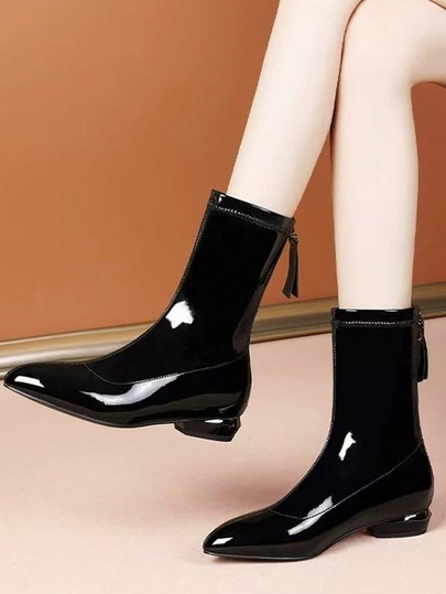 Women's Fashion Versatile Pointed Toe Short Ankle Socks, Minimalist & Comfortable, Slip-On For Commuting & Short Boots