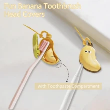 Banana-Shaped Toothbrush Storage Case – Built-In Compartment Design For Separating Toothbrush Heads & Silicone Caps, Clean Partitioning Fits Various Toothbrush Types. Features An Integrated Snap Closure For Easy Opening And Closing, With Dust-Proof And Breathable Properties. Compact And Portable, It Can Be Hung On The Wall Without Taking Up Space. Suitable For Business Trips, Family Travels, Home Backup, And Outdoor Camping. - Random - View 9