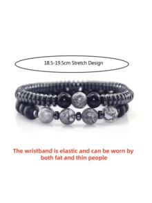 2pcs Magnetic Healing Beaded Bracelet, Helps Relieve Joint Pain, Promote Weight Loss, Healthy Jewelry Therapy, Improve Sleep, Suitable For Men And Women, Christmas Gift (Comes With Jewelry Storage Bag)