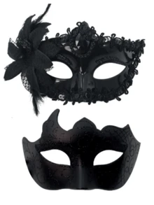 2 件男女通用化妆舞会面具，适合女士、情侣、男士、威尼斯、万圣节、圣诞节、情人节、狂欢节 - 彩色 - 查看 5