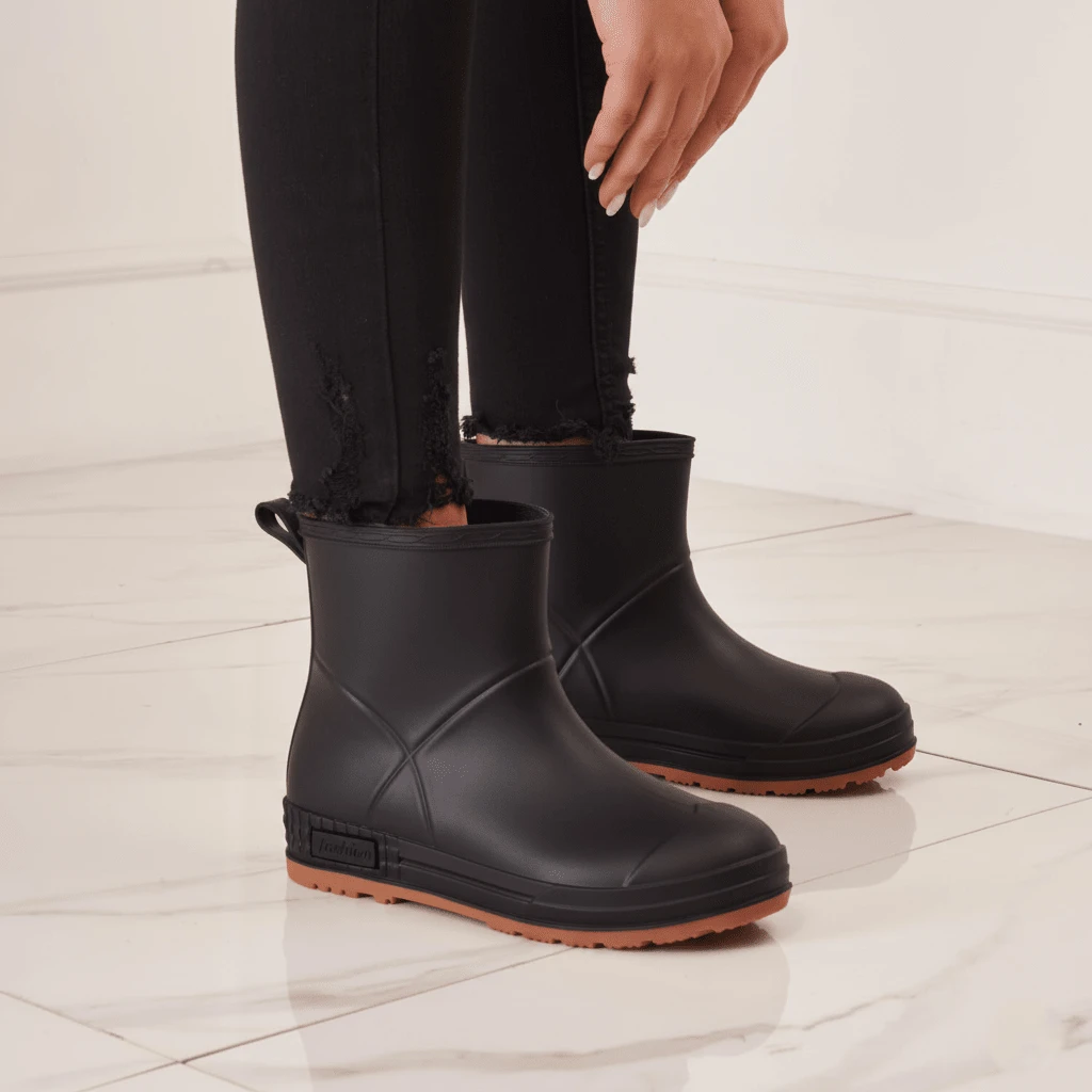 Comfortable Minimalist Mid-Calf Thick Sole Boots With Handle, Suitable For Commuting - Black 2782 - View 1