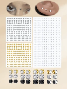 6 件装女士不锈钢假鼻环，非穿孔宝石水钻贴纸非穿孔鼻钉珠宝 4/5/6 毫米鼻环软骨耳钉耳环 - Fake Nose Stud - 查看 4