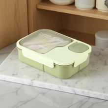 1 st. anpassningsbar text-Bentobox, Pastellfärger, Unisex, Drömlik grafik och konstnärlig text, Högkvalitativt PP-material, 3 fack, Levereras med matchande redskap, Salladsbehållare, Bärbar, Minimalistisk, Vattentät, Läckagesäker, Stor kapacitet, Lämplig för studenter, kontorsarbetare, Daglig lunchlåda