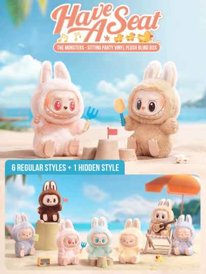 THE MONSTERS Sitting Party Vinyl Plush Blind Box, Labubu Plush Pendant Blind Box, Daily Backpack Pendant Decor, Labubu Blind Box Collection, Hadiah Ulang Tahun Natal Boneka Plush Lucu Blind Box, Hadiah Kembali ke Sekolah