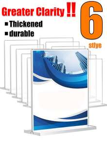 3 种尺寸亚克力标牌架 - 透明 T 形塑料展示架,双面纸架和标牌架,用于菜单、传单、图片 - 耐用亚克力纸架和储物容器,适用于办公室、零售、展览、餐厅、婚礼 - 彩色 - 查看 13