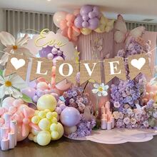 (Non-Linen Material) Heart + ONE / Heart + TWO / HAPPY BIRTHDAY Pennant Flags, Love Decoration Bunting For Valentine's Day, Birthday Party, Wedding Anniversary Heart ONE, B A B Y Letter Pennant Flags, Happy Birthday Heart TWO Banner, HAPPY BIRTHDAY Party Decoration Pennant, Merry Christmas Letter Pennant - Imitation Linen - View 11