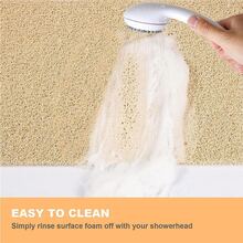 1pc Thicken Simple Solid Color Bathroom Mat With Rubber Backing For Shower Room Bathroom Toilet Rug With Hollow Circle Design, Room Decor - Beige - View 11