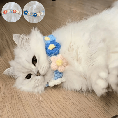 1pc Floral Cat Collar Accessory, Adjustable Comfortable Pet Collar Decor, Suitable For Dogs And Cats Of Various Sizes