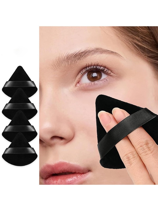 3/6/12 Stück Dreieck Make-up Schwämme, aus super weichem Samt hergestellt, für Konturierung, Augen und Ecken, Behälter zum Mischen von Foundation (Schwarz)
