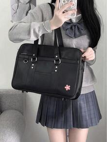 Minimalist OL Tote Bag, Stylish Women's PU Leather Handbag, Solid Color Personalized Large Capacity Shoulder Bag For Work - Black - View 7