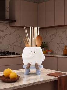 1 pièce Porte-ustensiles mignon en résine, organisateur de couverts avec personnage de dessin animé pour le comptoir de cuisine. Parfait pour ranger les baguettes, les cuillères, un décor et un organisateur de cuisine idéal