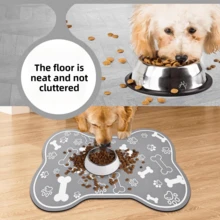 1 Piece Diatomaceous Earth Dog/Cat Bowl Mat, Pet Lover's Quick Drying Waterproof Absorbent Easy To Clean, Suitable For Dog And Cat Lovers, Herringbone And Paw Print Pattern, Black, Washable - Multicolor - View 6
