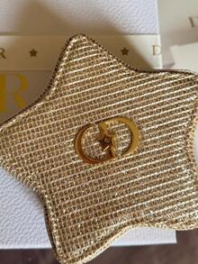 Christian Dior 2025 Limited Edition Christmas Shiny Gold Star Shaped Woven Cosmetic Bag, Creates Dazzling Dreamy Effect - Gold - View 9