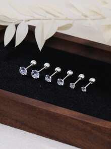 6 件极简主义 18K 电镀钛钢球耳骨钉、金豆软骨穿孔耳环、金色、银色、枪黑色螺丝双头耳环、耳屏耳环、杠铃耳环、男士耳廓耳环、小睡耳环、防过敏耳环