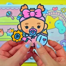 Pegatinas 3D del mundo Toca Life, pegatinas para libro de actividades sin terminar, set de scrapbook para niños, materiales DIY que requieren corte manual, juguete antiestrés para niños - Multicolor - Ver 10