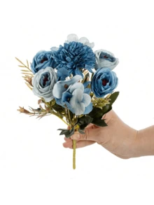 1PC/80PCS Artificial 7-Head Peony Silk Hydrangea Bouquet, Bride Holding Flower Material, Home, Dining Room, Vase Decoration, Wedding Decoration, Background Wall Decoration, Flower Wedding Car With DIY Wreath Material, Door Lintel, Flower Material, Valentine's Day Gift, Autumn Decoration
