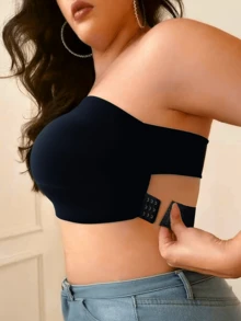1 chiếc áo ngực cỡ lớn không lưng, thiết kế đan chéo - màu đen - Xem 2