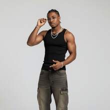 Men's American Style Ribbed Tank Top, Light And Comfortable, Summer Tank Top Shirt - 黑色 - 查看 3