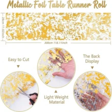 2pcs Gold Metallic Sequin Shiny Foil Mesh Table Runner, 11*118 Inches, Suitable For Wedding, Birthday, Graduation, Party, Anniversary, Christmas, Thanksgiving Decoration - Multicolor - View 7