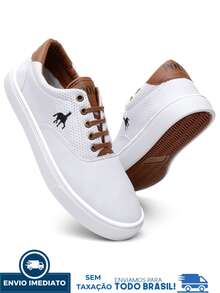 Tênis Masculino Casual Polo Imperial Confortável Dia a Dia Premium Promoção - Bege - Visão 5