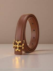 1件时尚女士腰带，采用优质皮革材质，配金色合金扣，可搭配裤子和裙子日常穿着。 - 米 - 查看 6
