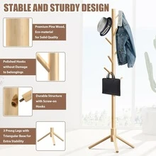 This Fashionable Wooden Coat Rack Comes In 4 Elegant Color Options, Equipped With 8 Hooks And 3 Multi-Functional Adjustable Hangers. The Design Is Exquisite And Easy To Assemble. It Is Very Suitable For Storing Coats, Hats, Scarves And Handbags In The Entryway, Hallway, Bedroom And Office. This Practical And Stylish Storage Solution Can Add Luster To Your Home Decor, Making It An Ideal Choice For The Upcoming Holiday Season And Various Gatherings. - Multicolor - View 10
