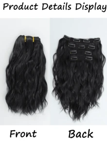 4pcs Water Wave Short Curly Hair Extensions, Increase Hair Volume, Create Beautiful Hairstyles - Black - View 8