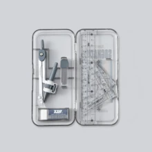 7-Piece Math Geometry Set-45° & 60° Triangles,Ruler, Eraser,Lead Refills,Compass,Protractor For Students & Professionals