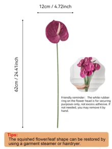 1 bông hoa loa kèn hồng môn nhân tạo (màu tím) dùng trang trí bàn tiệc cưới, văn phòng, khách sạn - Màu tím - Xem 3