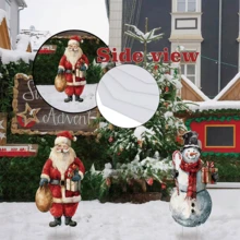 2D Flat, 2pcs Christmas Decorative Garden Sign Posts, Large Santa Claus And Snowman Ground Plug Signs, Plastic Material, Suitable For Winter Holiday Decorations, Christmas Outdoor Lawn Decorations - Multicolor - View 4