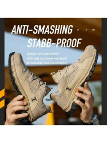 Botas industriales con puntera de acero para hombre, Antideslizantes y Resistentes, Athletic, Fitness, Sportswear, street style, workout outfit - Caqui - Ver 3