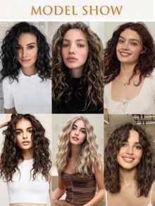 4pcs Water Wave Short Curly Hair Extensions, Increase Hair Volume, Create Beautiful Hairstyles - Brown - View 11