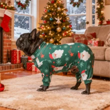 圣诞狗狗睡衣，搞笑圣诞狗狗服装，圣诞小狗睡衣，圣诞小狗衣服，狗狗毛衣，小狗圣诞礼物，狗狗服装，狗狗衣服，小型犬、中型犬、大型犬睡衣，超柔软有弹性，全身印花圣诞图案，S-6XL - 彩色 - 查看 6