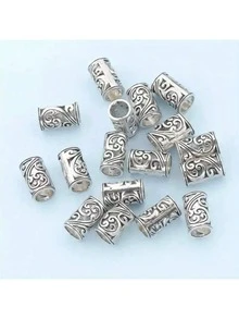 50/100/200 件雕刻波浪纹直孔隔珠，圆柱形隔珠，适用于 DIY 编织手链、项链、钥匙扣、珠宝、工艺品