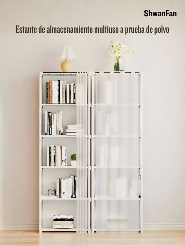 Estantería multiusos a prueba de polvo para uso doméstico, estantería blanca de seis niveles y dos columnas. Ocupa poco espacio, ideal para guardar ropa, libros y otros artículos diversos.