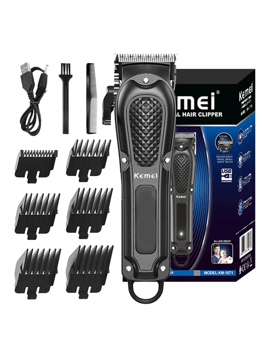 Kemei Km-1071 電気ヘアクリッパー USB充電式 コードレス ビューティー